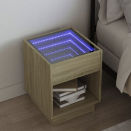 Berkfield Bedside Table With Infinity Led Sonoma Oak 40X40X50 Cm - thumbnail 1