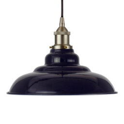 Navy Blue St Edmund's Painted Dome Pendant Light With Brushed Chrome Lamp Holder And Black Round Cable - Se Home