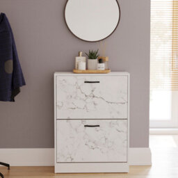 Lassic Vida Designs 2 Drawer Shoe Cabinet, White Marble - thumbnail 4