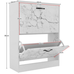 Lassic Vida Designs 2 Drawer Shoe Cabinet, White Marble - thumbnail 2