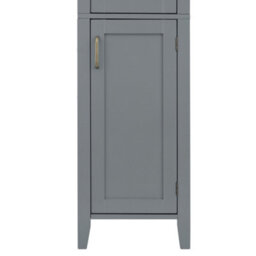 Teamson Home Bathroom Tall Column Cabinet, Wooden Cabinet With 2 Doors, Bathroom Furniture, Bathroom Storage, Grey - thumbnail 8