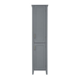 Teamson Home Bathroom Tall Column Cabinet, Wooden Cabinet With 2 Doors, Bathroom Furniture, Bathroom Storage, Grey - thumbnail 5