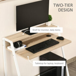 Wyld Haus Dodosu 84Cm White And Oak Compact Writing Desk With Raised Shelf - thumbnail 4