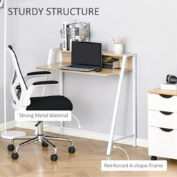 Wyld Haus Dodosu 84Cm White And Oak Compact Writing Desk With Raised Shelf - thumbnail 5