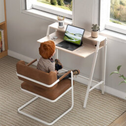 Wyld Haus Dodosu 84Cm White And Oak Compact Writing Desk With Raised Shelf - thumbnail 7