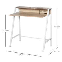 Wyld Haus Dodosu 84Cm White And Oak Compact Writing Desk With Raised Shelf - thumbnail 3