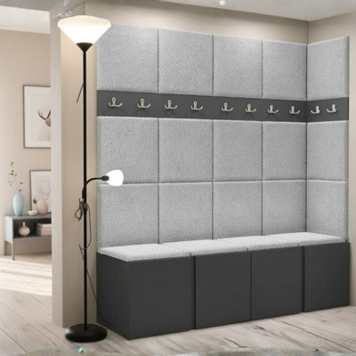 Orion Ii Hallway Set Graphite Shoe Cabinet Hangers Light Grey Panels - image 1