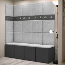 Orion Ii Hallway Set Graphite Shoe Cabinet Hangers Light Grey Panels - thumbnail 2