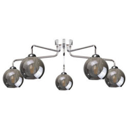 Luminosa Lighting Luminosa Pluton Multi Arm Semi Flush Ceiling Light Silver, 70Cm, 5X E27