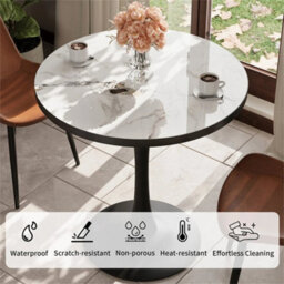 Round Table Waterproof Outdoor Rustic Dining Table Marble Dining Table - thumbnail 6