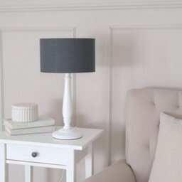 Valuelights Victoria Traditional White Wood Candlestick Table Lamp With Charcoal Drum Shade - Led Bulb Included - thumbnail 5