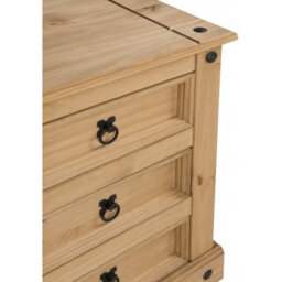 Mercers Furniture Corona Bedside Cabinet 3 Drawer Large 53Cm Table Chest Solid Wooden Pine Wood With Mexican Styling Wooden - thumbnail 3