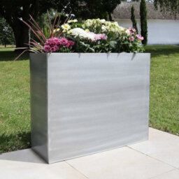 Woven Wood 90Cm Long Zinc Galvanised Brushed Silver 60Cm Tall Trough Planter - thumbnail 8