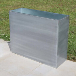 Woven Wood 90Cm Long Zinc Galvanised Brushed Silver 60Cm Tall Trough Planter - thumbnail 3