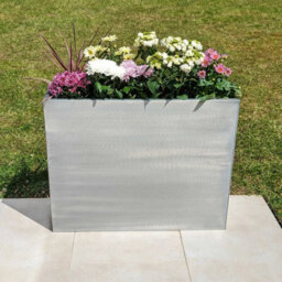 Woven Wood 90Cm Long Zinc Galvanised Brushed Silver 60Cm Tall Trough Planter - thumbnail 7