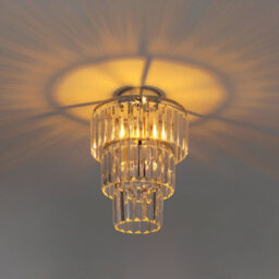 Living And Home Modern Chandelier Three Circle Droplet Crystal Shade Chorme Base Mount Ceiling Light - thumbnail 3