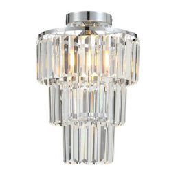Living And Home Modern Chandelier Three Circle Droplet Crystal Shade Chorme Base Mount Ceiling Light - thumbnail 4