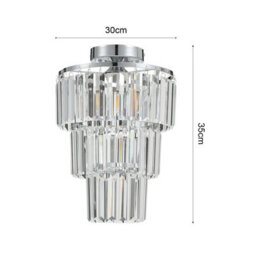 Living And Home Modern Chandelier Three Circle Droplet Crystal Shade Chorme Base Mount Ceiling Light - thumbnail 5