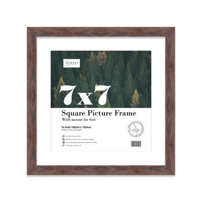 "7X7"" Walnut Picture Frame - 7X7"" Square Frame With 6X6"" Mount For 7X7""/6X6"" Pictures Classic Style Gallery Wall, 1 Pack" - image 1