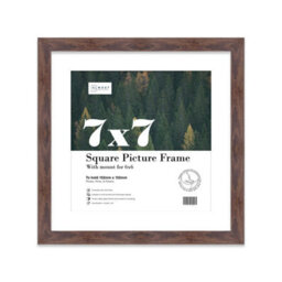 "7X7"" Walnut Picture Frame - 7X7"" Square Frame With 6X6"" Mount For 7X7""/6X6"" Pictures Classic Style Gallery Wall, 1 Pack" - thumbnail 1