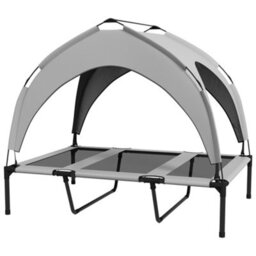 Pawhut Cooling Raised Dog Bed W/ Breathable Mesh, For L Dogs - Light Grey - thumbnail 2