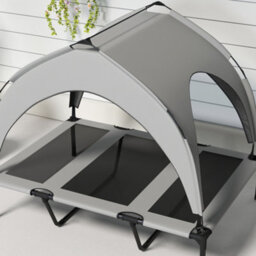 Pawhut Cooling Raised Dog Bed W/ Breathable Mesh, For L Dogs - Light Grey - thumbnail 8