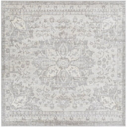 Livabliss Square Monaco-Vintage Grey Ivory Cream Traditional Boho Living Dining Bedroom Rug 200 X 200 Cm Easy Care, Non Shedding - thumbnail 1