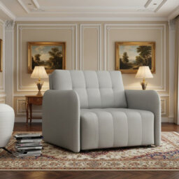 Viva Grand I Upholstered Sofa Bed With Storage Pocket Wavy Spring Wooden Legs Living Room 85X95X98Cm Light Grey - thumbnail 1