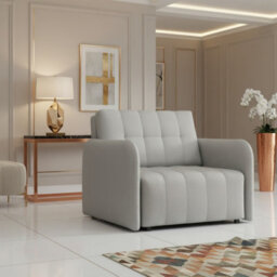 Viva Grand I Upholstered Sofa Bed With Storage Pocket Wavy Spring Wooden Legs Living Room 85X95X98Cm Light Grey - thumbnail 3