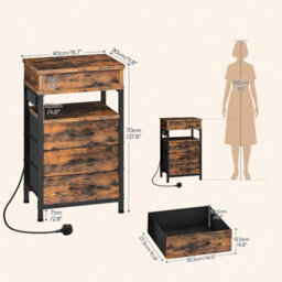 Bedside Table W/ Charging Station & 3 Drawers - thumbnail 2