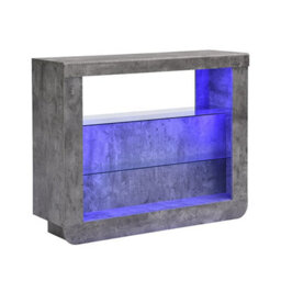 Furniture in Fashion Fiesta Wooden Bar Table Unit In Concrete Effect With Led Lights - thumbnail 3