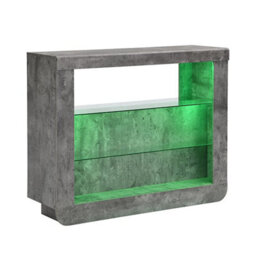 Furniture in Fashion Fiesta Wooden Bar Table Unit In Concrete Effect With Led Lights - thumbnail 5