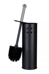 Orsina Matt Black Square Design Toilet Brush Holder, Lavatory Brush Set With Silver Handle, Loo Brush With Holder - thumbnail 5