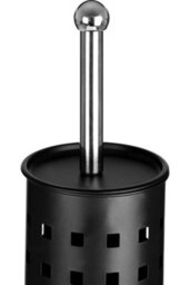 Orsina Matt Black Square Design Toilet Brush Holder, Lavatory Brush Set With Silver Handle, Loo Brush With Holder - thumbnail 4