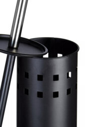 Orsina Matt Black Square Design Toilet Brush Holder, Lavatory Brush Set With Silver Handle, Loo Brush With Holder - thumbnail 2