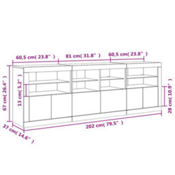 Vidaxl Sideboard With Led Lights Sonoma Oak 202X37X67 Cm - thumbnail 3