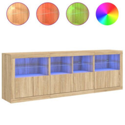 Vidaxl Sideboard With Led Lights Sonoma Oak 202X37X67 Cm - thumbnail 5