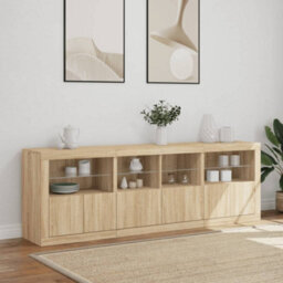 Vidaxl Sideboard With Led Lights Sonoma Oak 202X37X67 Cm - thumbnail 4