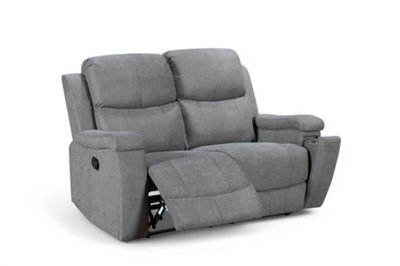 2 Seater Manual Recliner Sofa In Dark Grey Chenille Fabric