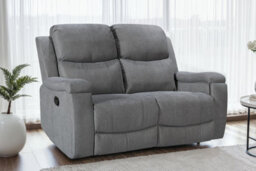 2 Seater Manual Recliner Sofa In Dark Grey Chenille Fabric - thumbnail 2