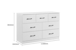 Swish Furniture Paddington 7 Drawer Chest Of Drawers White With Black Handles Bedroom Storage Dresser - thumbnail 2
