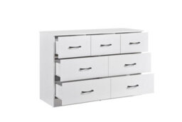 Swish Furniture Paddington 7 Drawer Chest Of Drawers White With Black Handles Bedroom Storage Dresser - thumbnail 4