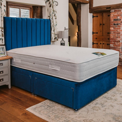 Divan Base Direct Sophia Briar-Rose Dual Season 1000 Pocket Sprung Igel Luxury Divan Bed Set 4Ft Small Double 4 Drawers  Continental- Plush Marine - image 1