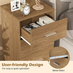 Gainoom Bedside Table Natural Nightstand Modern With 3 Storage Drawers End Table Storage Organizer - thumbnail 9