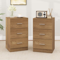 Gainoom Bedside Table Natural Nightstand Modern With 3 Storage Drawers End Table Storage Organizer - thumbnail 6