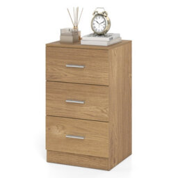 Gainoom Bedside Table Natural Nightstand Modern With 3 Storage Drawers End Table Storage Organizer - thumbnail 1