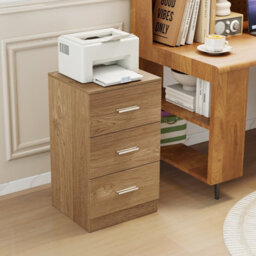 Gainoom Bedside Table Natural Nightstand Modern With 3 Storage Drawers End Table Storage Organizer - thumbnail 3