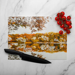 Benjamin Tate Design Autumn Lake Glass Chopping Boarddesigner Style - thumbnail 3