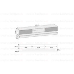 Tv Unit 180Cm Sideboard Cabinet Cupboard Tv Stand Living Room High Gloss Doors - Black - thumbnail 5