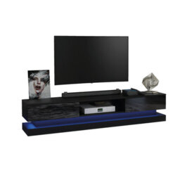 Tv Unit 180Cm Sideboard Cabinet Cupboard Tv Stand Living Room High Gloss Doors - Black - thumbnail 4